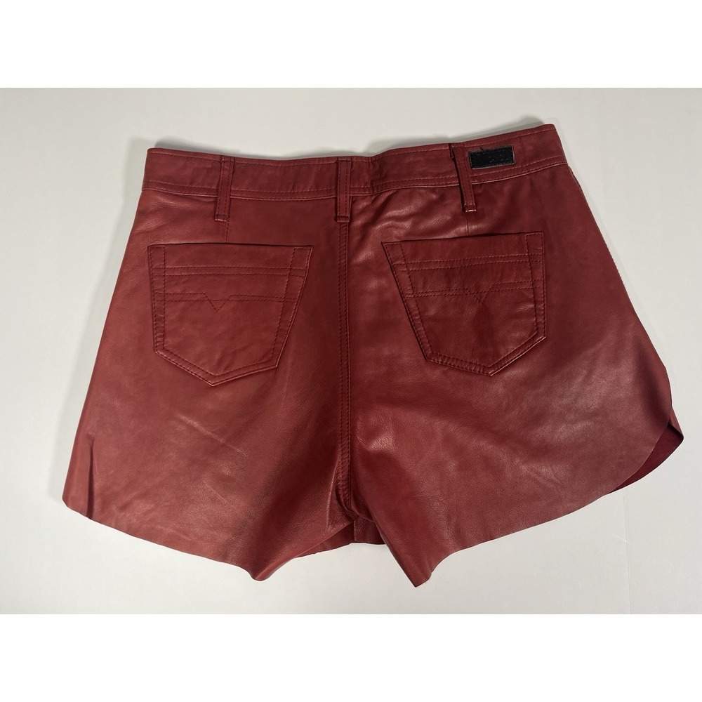 Diesel Red Genuine Sheep Leather High-Rise Shorts Sz 27 - Picture 5 of 12